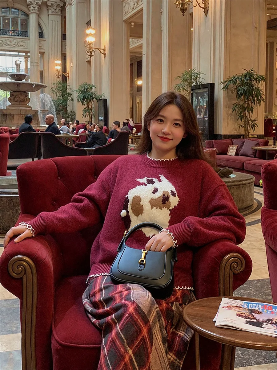 

Pullovers Women Winter Knitted Loose Fit Warm Sweater Korean All-match Fashionable Autumn Chic Casual Long Sleeve O-neck Jumper