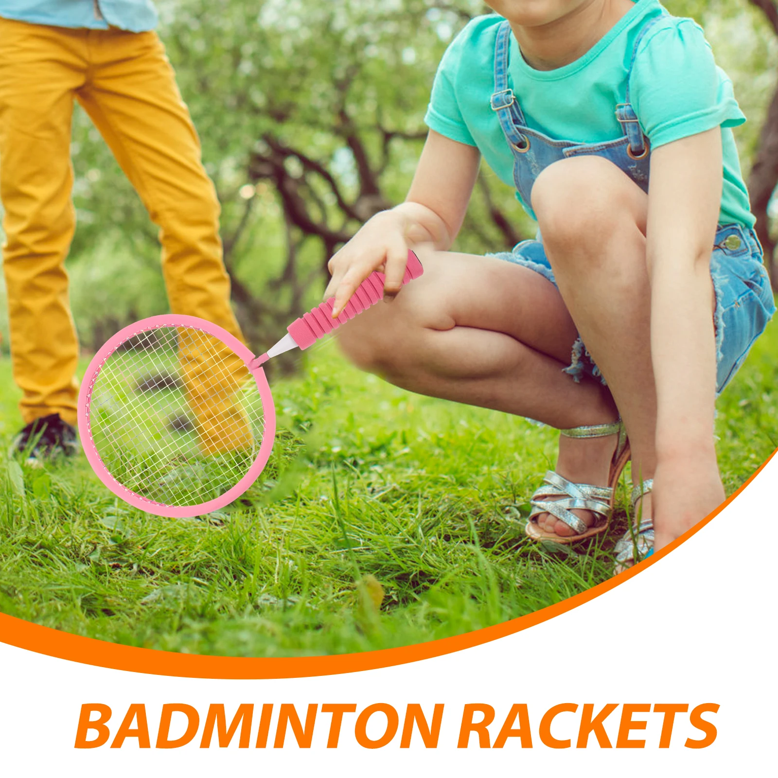 

1 Set Badminton Racket Set For Kids Lightweight Durable Elastic Mesh Easy Grip Portable Sports Equipment Outdoor Tool Childrens