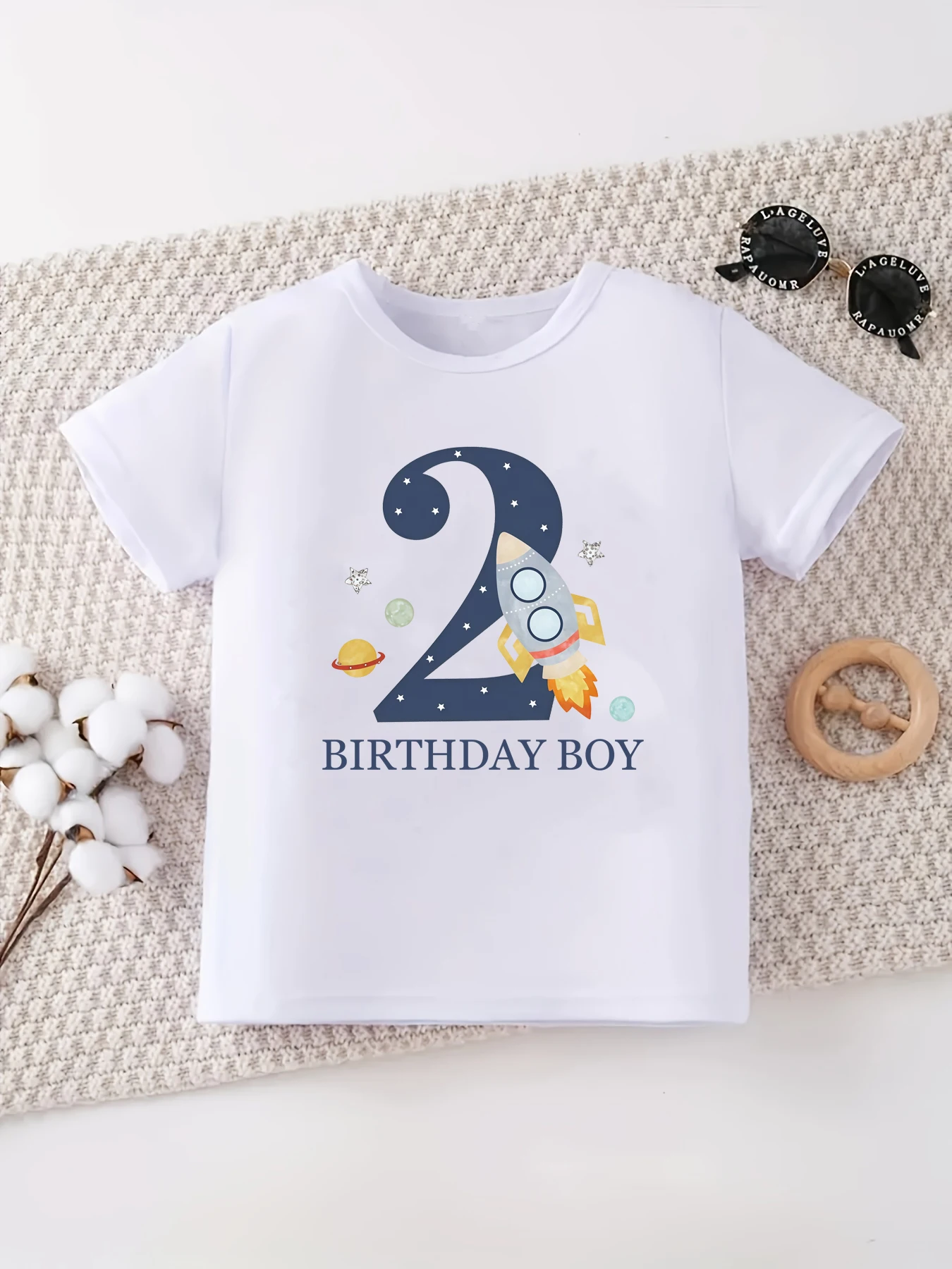 

Custom Name 1st/2nd/3rd Birthday Boy Rockets Space Printed T Shirt Boys Funny Toddler T-Shirt Summer Short Sleeve Tshirt