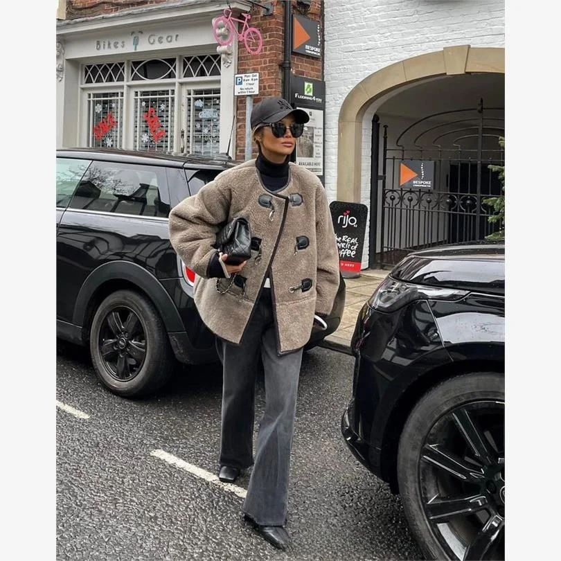 Cardigan ouvert en métal Lo pour femmes, manteau d'extérieur décontracté, coupe ample, nouvelle collection automne hiver