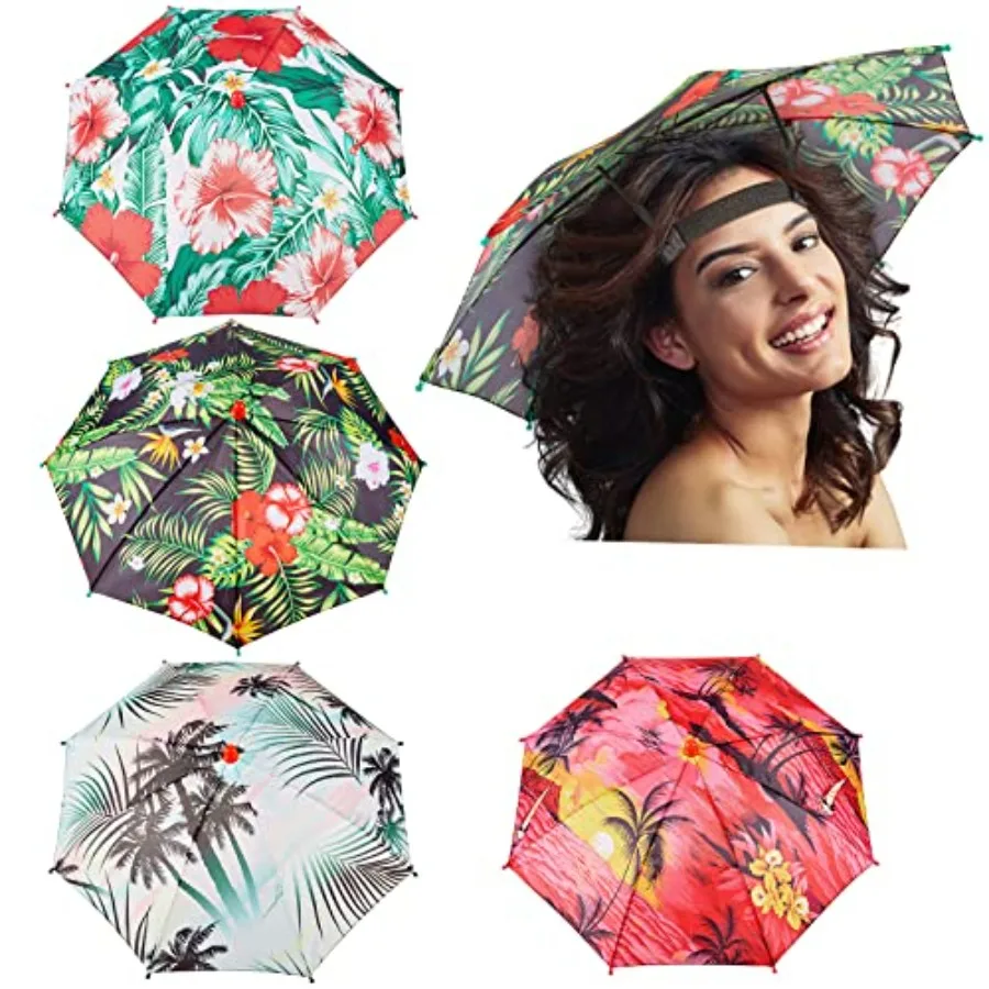 

Amylove 4 Pack Umbrella Hat Hands-Free Colorful Head Umbrella for Adults Fishing Summer Hiking Camping Beach Sun Protection