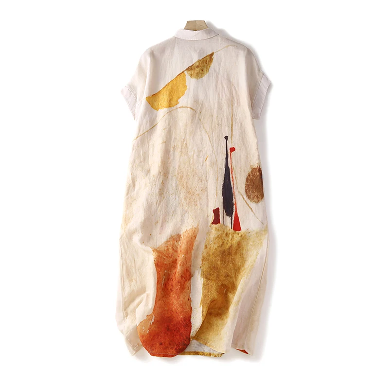 Vestido de manga corta con estampado Tie Dye para mujer, prenda holgada con cuello tipo Polo, Estilo Vintage, moda coreana, hasta la rodilla, 2024