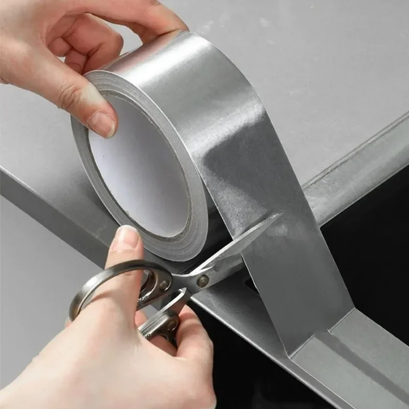 Aluminium Foil Tape Silver Heat Resistant Leakproof Adhesives Patching Repair Anti-Leakage Duct Tape Kitchen Waterproof Stickers image 2