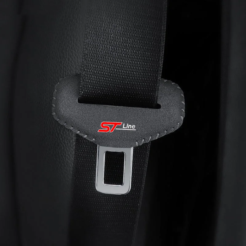 Suede Car Seat Belt Buckle Clip Protector Cover Accessories For Ford ST Line Fiesta Focus x 2 3 Edition Car KUGA Mondeo Ecosport