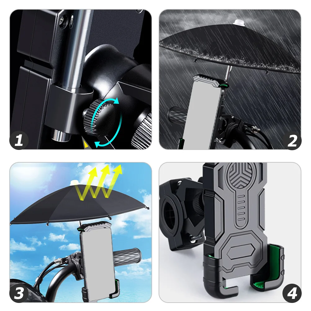 

1 Set Bike Phone Mount With Umbrella Compact Handlebar Holder For Cycling Navigation Mountain Bike Support Stand Outdoor Riding