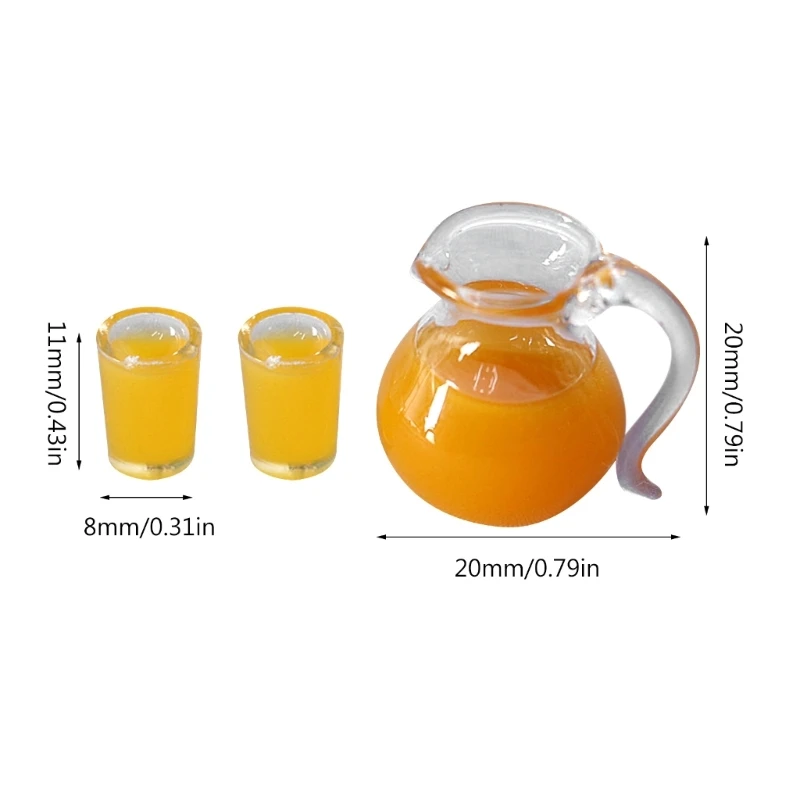 1:12 Rumah Boneka Miniatur Susu Jeruk Jus Minuman Cangkir Pot Model Ornamen DIY