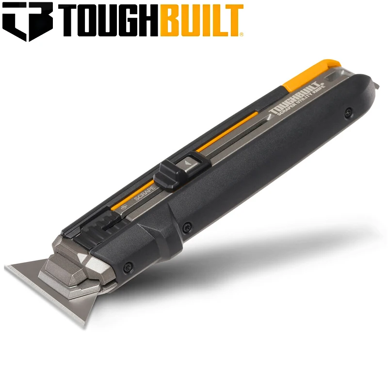 

TOUGHBUILT TB-H4S5-01 Scraper Utility Knife Anti Slip Safety Easy Replacement Easy Grip Multi Purpose Knife