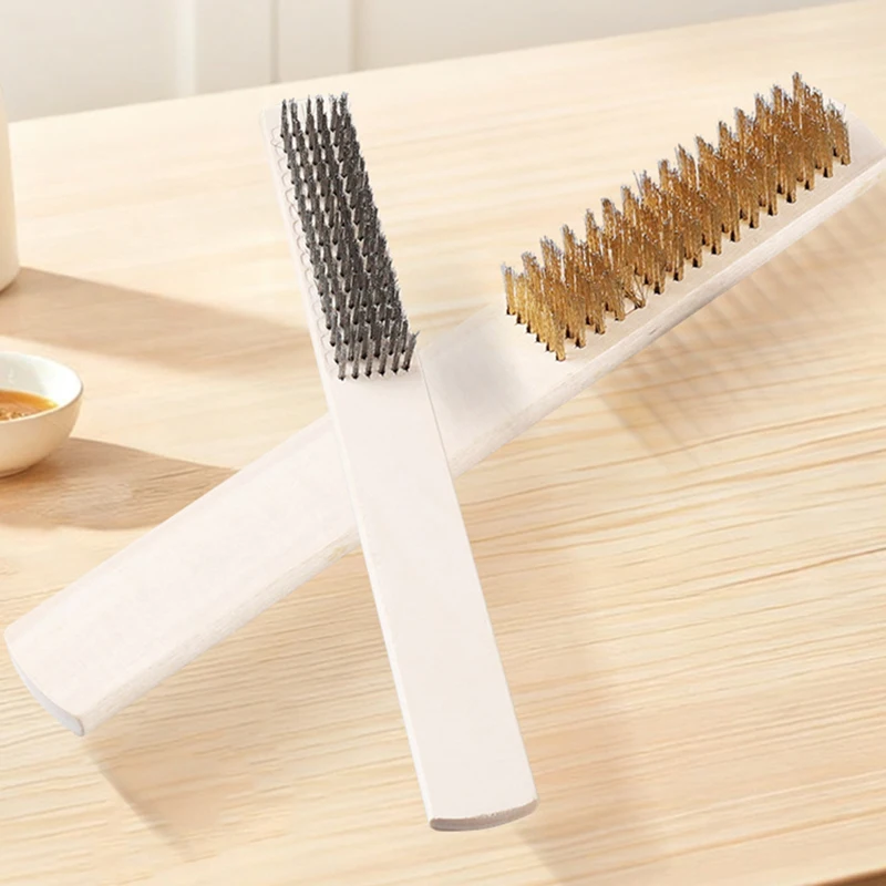 Stainless Steel Wire Brush Wooden Handle Metal Surface Cleaning Brush Welding Slag Dirt Paint Rust Removal Scratch Brush