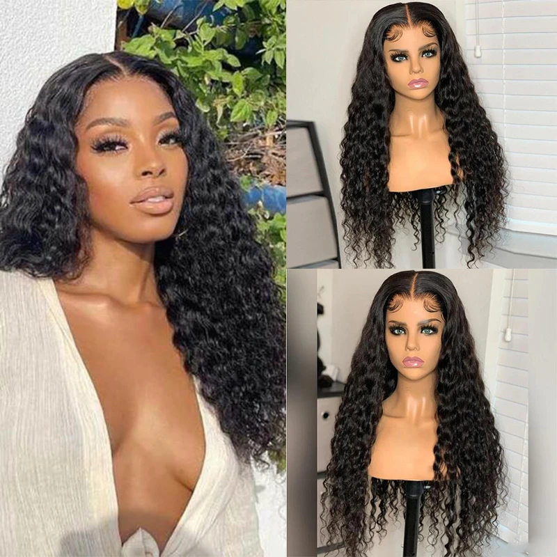 

26inch Preplucked Long 180% Density Soft Natural Black Kinky Curly Lace Front Wig For Women Baby hair Heat Resistant Glueless