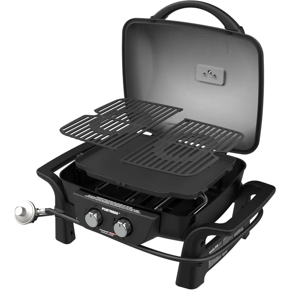 Burner Cast Aluminum Gas Grill ,Perfect for Outdoor Grilling, BBQ, Camping, & Tailgating, Black