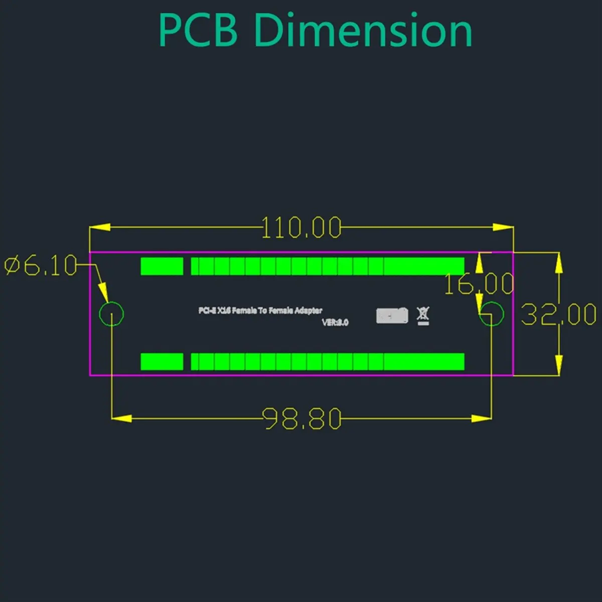 SCLS PCI-E X16 Female to Female Adapter Connector PCI Express 3.0 16X to 16X Extender Riser Converter PCB Board Design