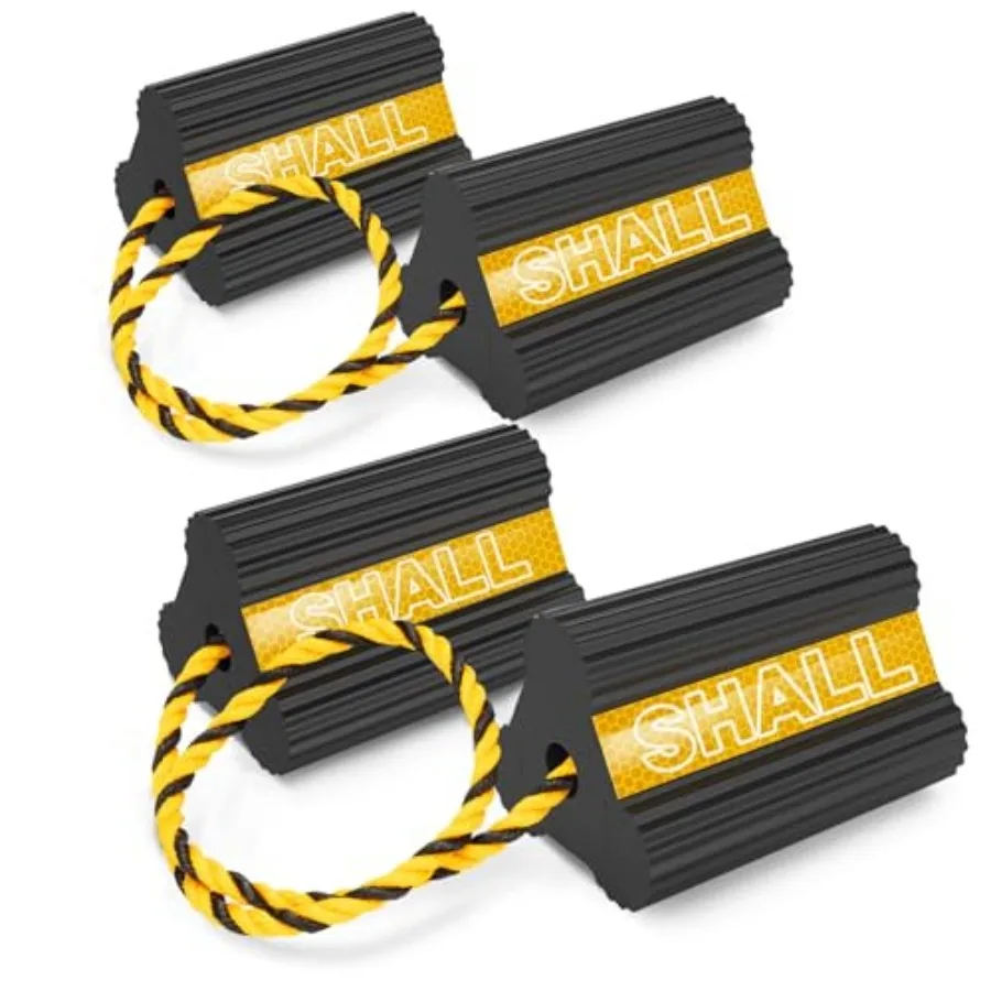 

Wheel Chocks Heavy Duty Rubber Wheel Chocks with 3 Reflective Strips Solid Block Stopper for RV Trailer Camper Truck Car Aircra