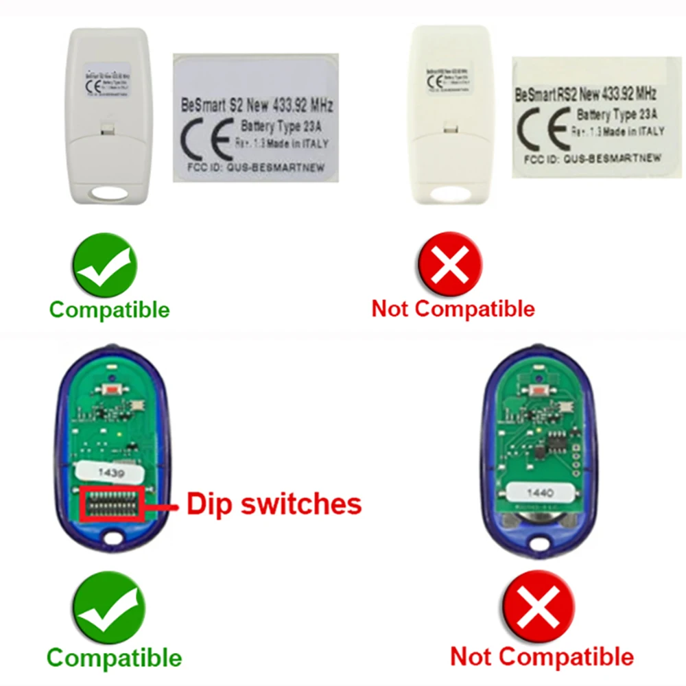 Suitable For SEAV BE HAPPY S1 S2 S3 SMART S2 S4 Garage Door Remote Control Opener/Receiver 433.92MHz Fixed Code With Battery