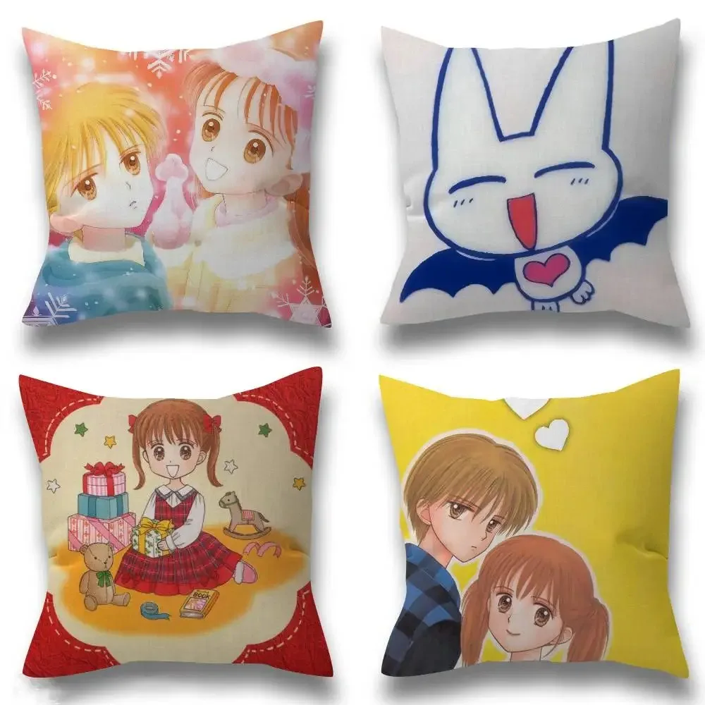 

One-Piece Peach Skin Cushion Cover Retro 90s Anime Manga Print Throw Pillowcase Kawaii Girl Boy Bedroom Otaku Room Decor 40x40