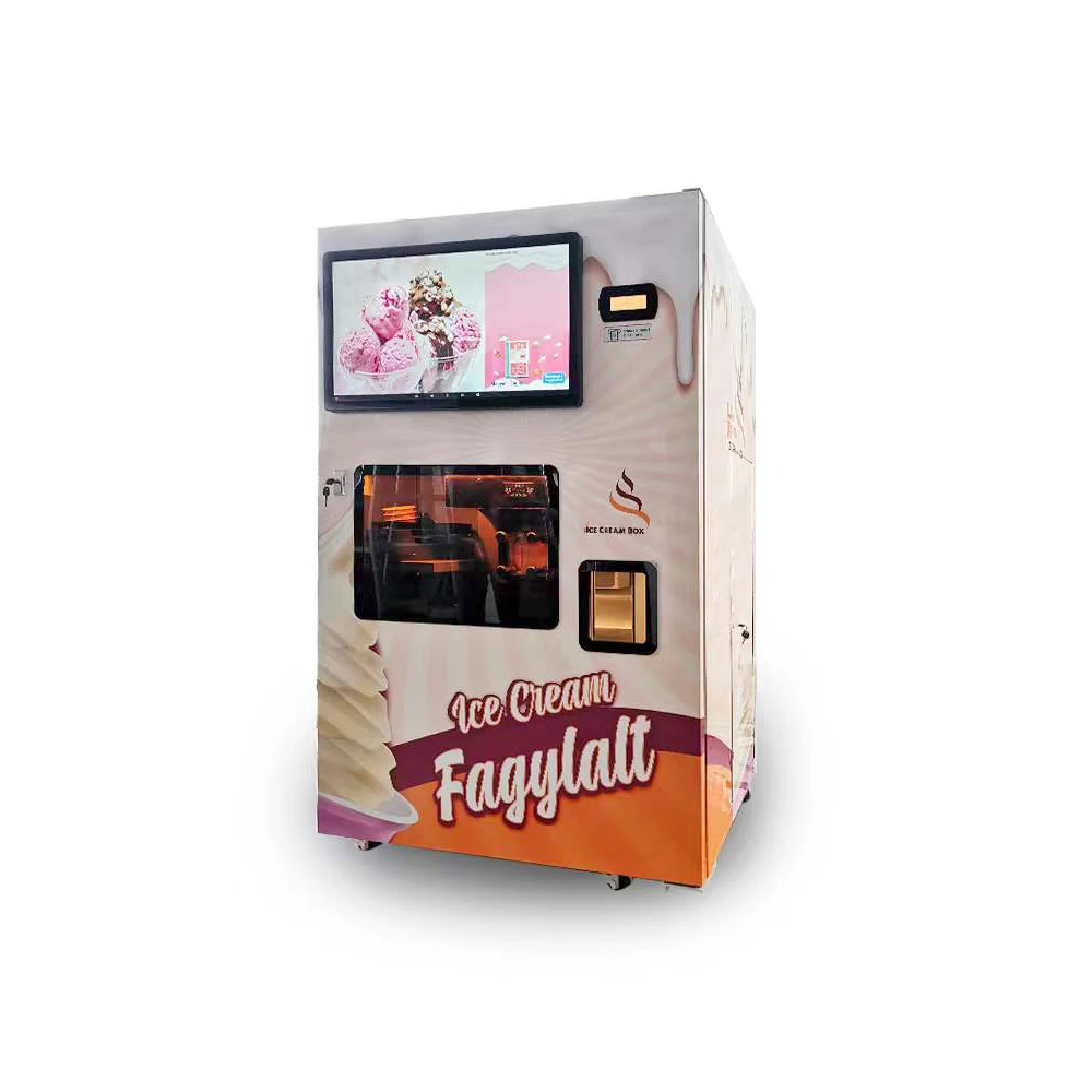1500W Ice Cream Vending Machine - Intelligent Glass Automat (70g/Cup Adjustable, Touch Screen, Self-Service, Commercial Use）