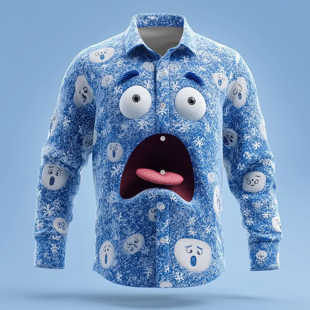 

Christmas Men's Snowflake Christmas Outfit Shirt Button-Up Shirt Long Sleeve Fun Outdoor Festival Autumn Lapel Mens y2k clothing