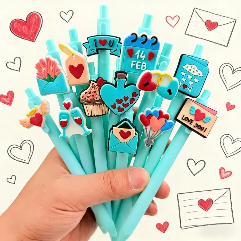 

15/25pcs wedding season themed ballpoint pens, with heart-shaped decorations on the envelopes, designed for Valentine's Day