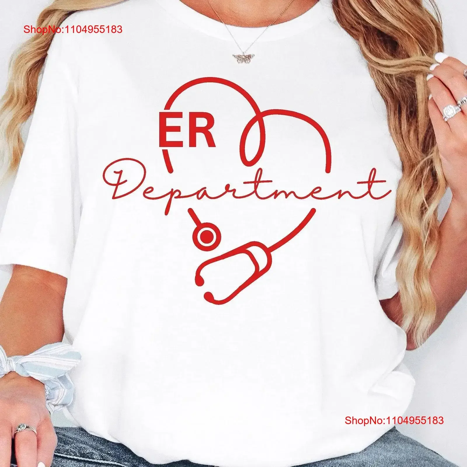 

Emergency Department Valentine T Shirt ER HearT Stethoscope Valentine's Day for vintage Washed graphic fashion designer clothes