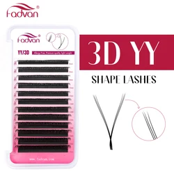 Fadvan 3D YY Shaped Lashes 3 Split Tips Eyelash Extension Soft BASF Lash C/D/DD Curl Hand-Made High Quality Volume Fan Eyelashes