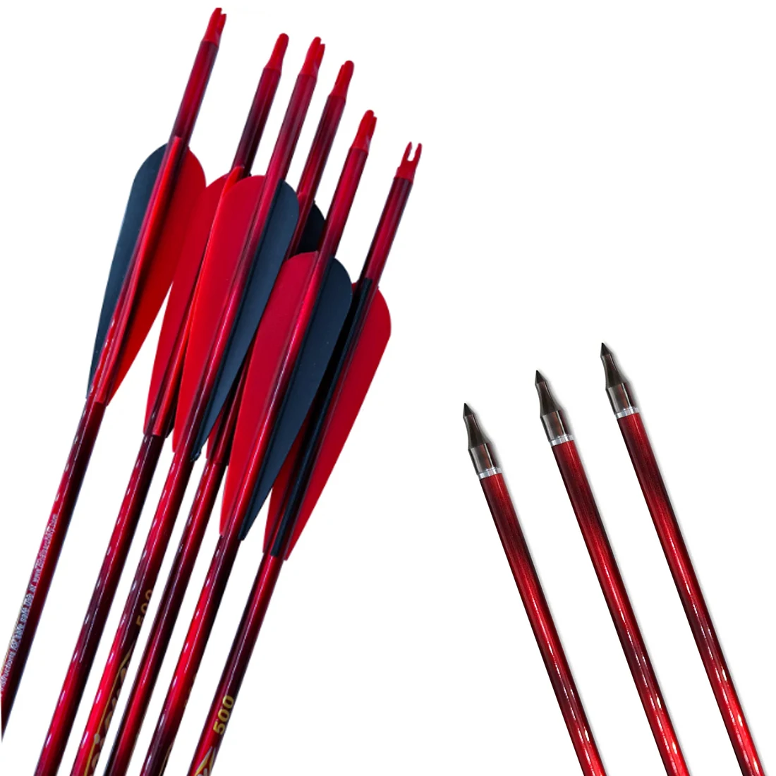 

ID6.2 High Grade Pure Carbon Arrow 6/12PCS Shafts 32 Inch Spine 300-800 with 4 Inch Drop Glue Feathers High Straightness Arrows