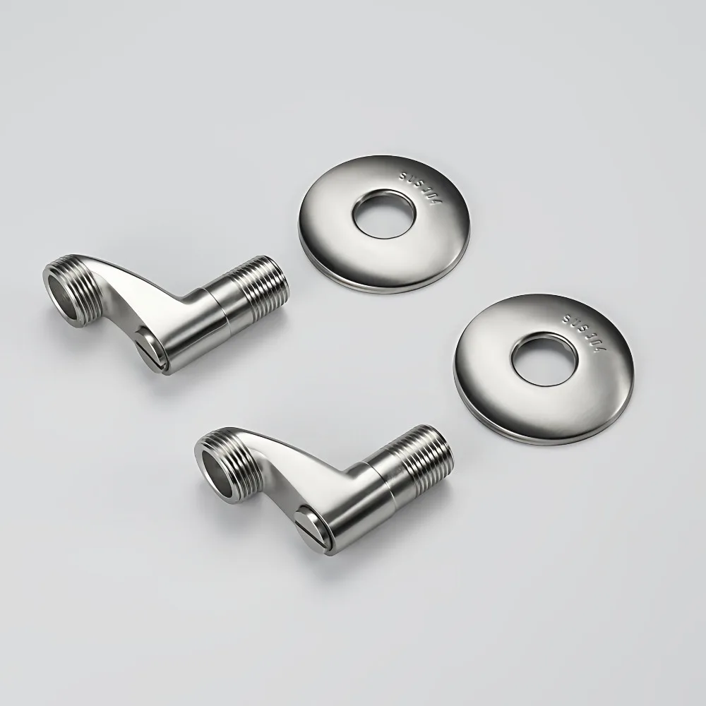 Width Adjustable Angle Valve Replacement Shower Faucet Adapter Part Stainless Steel Wall Mounted Bathroom Accessories 2Pcs/Set