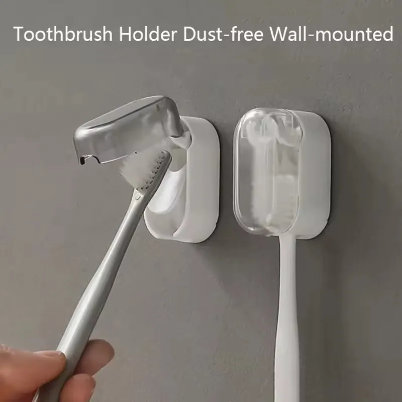 Soporte para cepillos de dientes sin polvo, innovador, esencial para el hogar, soporte para cepillos de dientes a prueba de polvo, diseño elegante, montado en la pared