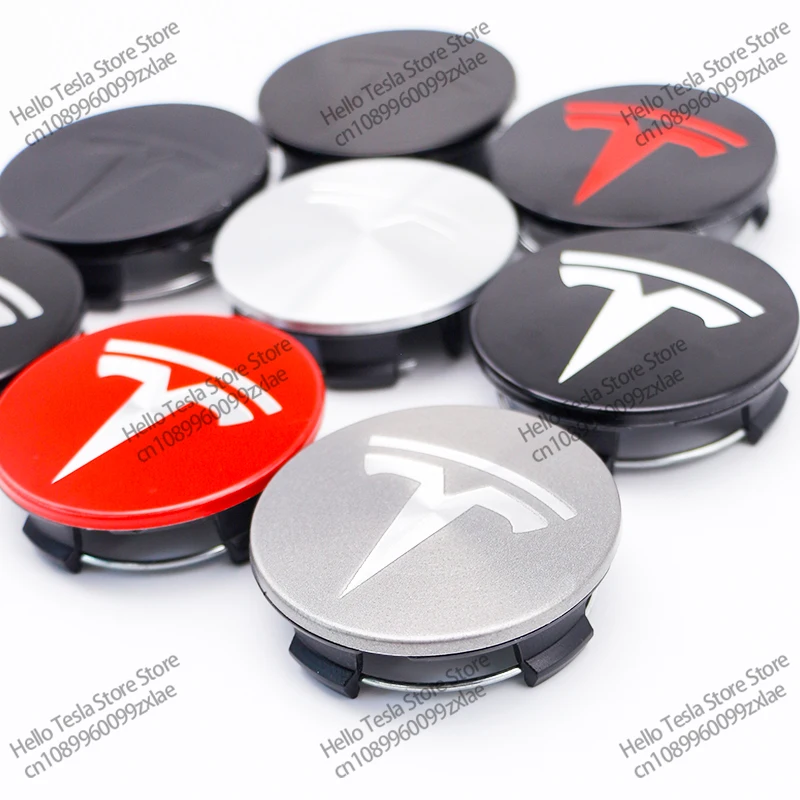 For Tesla Model 3 Model Y Badge Cover Hubcaps 4pcs 56mm Wheel Hub Center Caps for Tesla Model Y X S 2023 Car Accessories