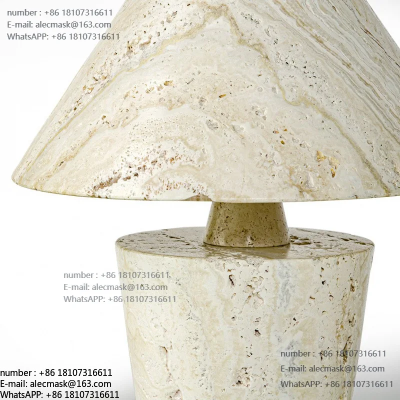 

Natural travertine table lamp American retro hotel B & B exhibition hall living room bedroom bedside decorative