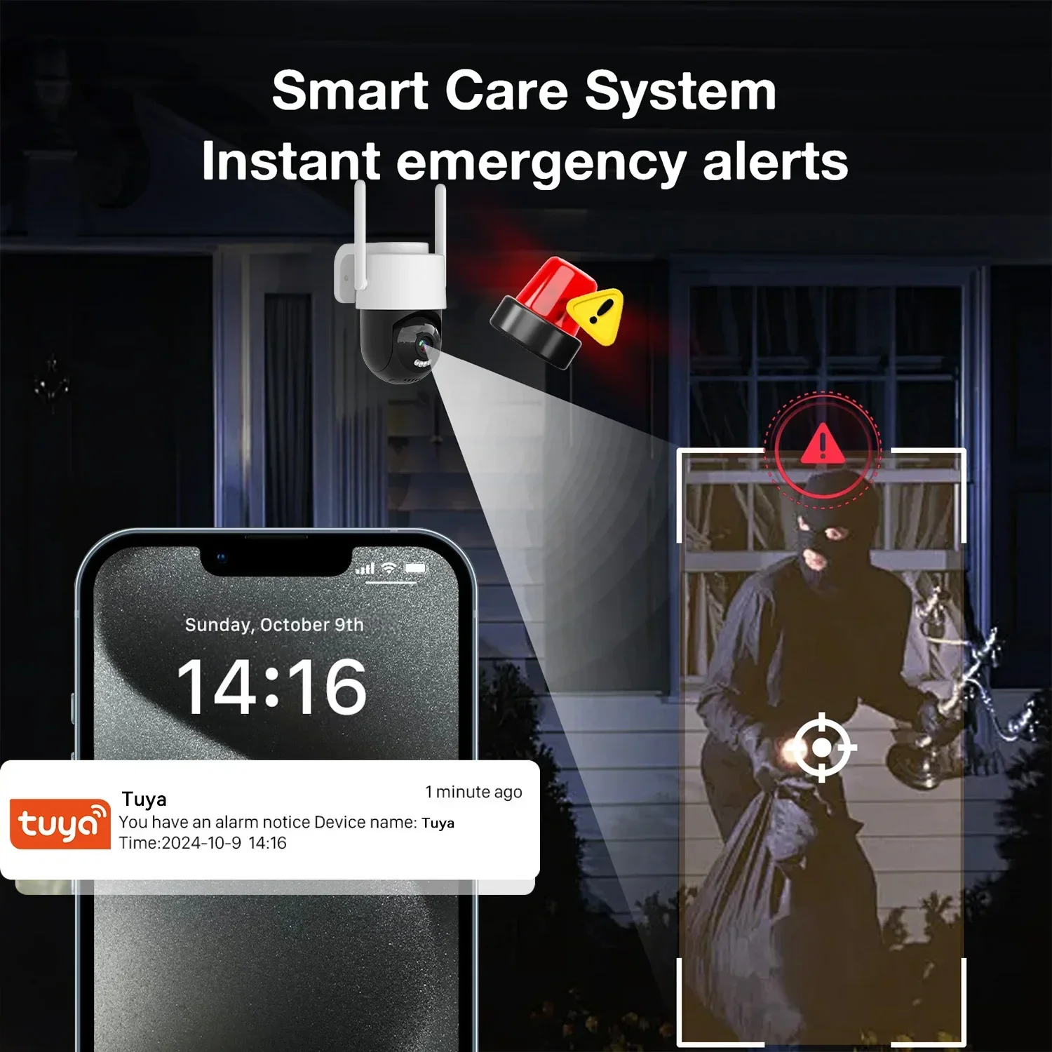 Tuya Wifi PTZ Camera Outdoor 5X Zoom Security IP Camera 5MP Full Color Night Vision Surveillance Human Tracking Motion Detection