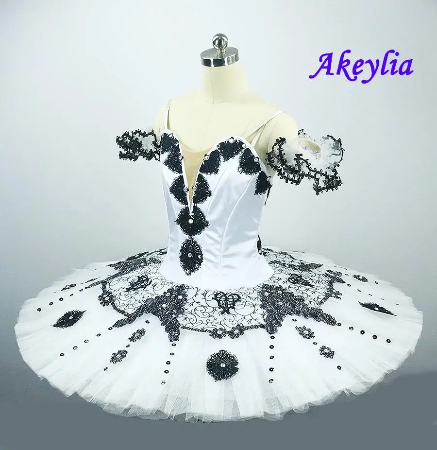 Black white Professional Ballet Tutu Girls Platter Tutu Pancake Ballet Stage Costume Ballerina tutu competitions women JN9179