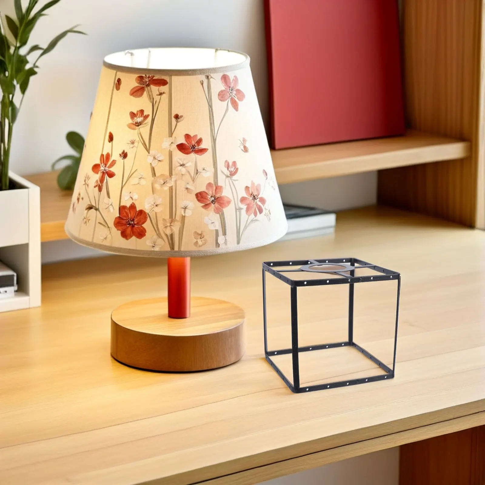 E27 Lampshade Holder Bracket Iron Lamp Shade Frame 4.2cm Hole Diameter Black Wire Frame DIY Rustic Pendant Lighting