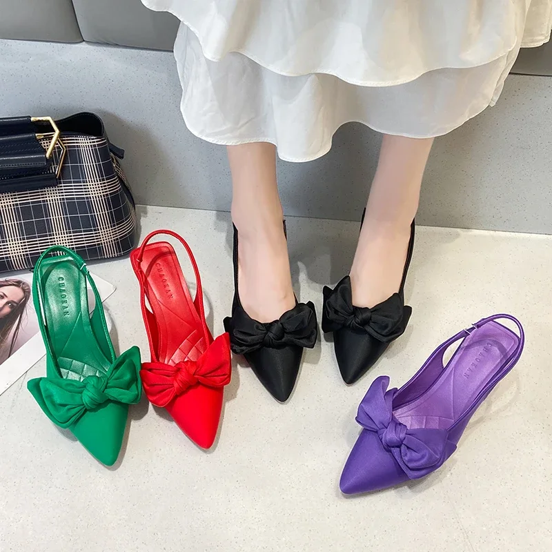 

New Fashion Shoes for Women Pointed Toe Solid Women's Pumps Summer Sexy High Heels Butterfly-knot Sandals Stiletto Ladies Shoes