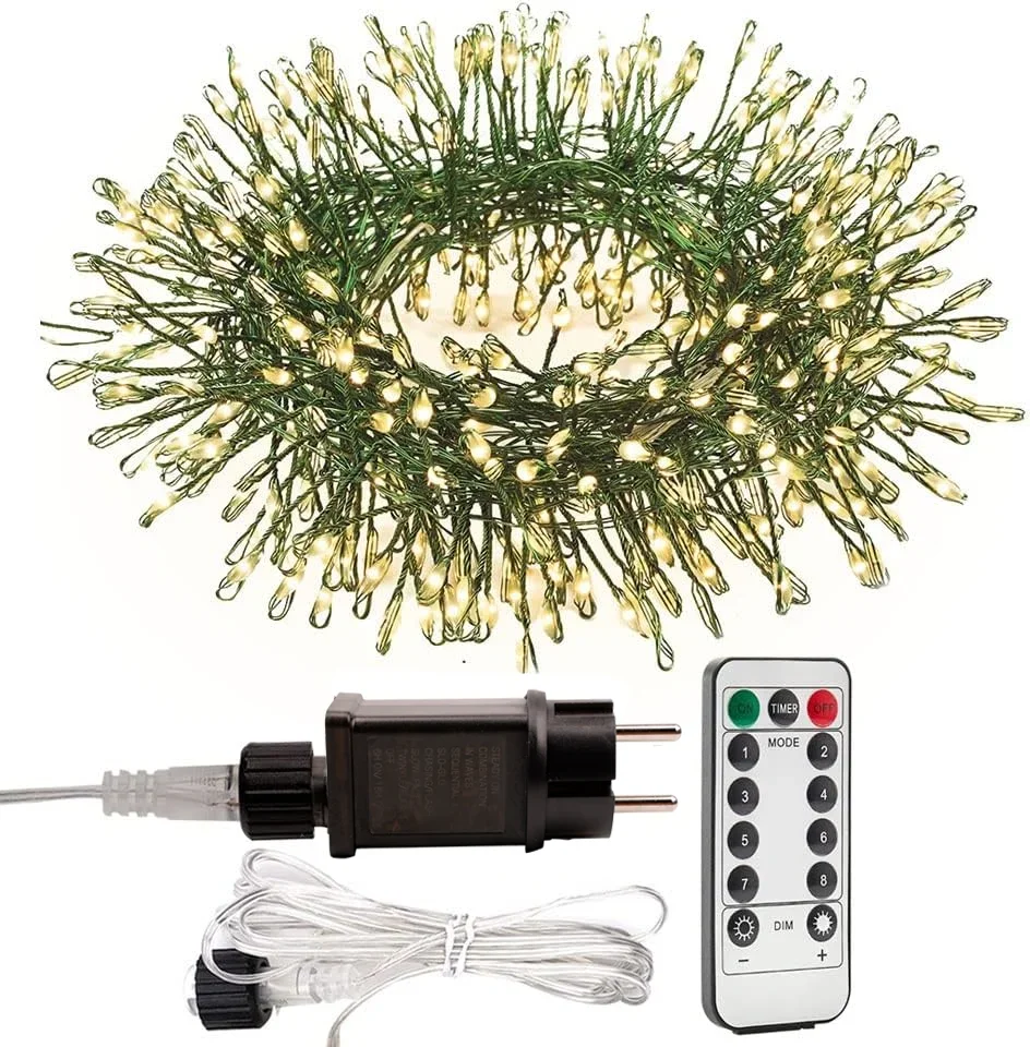 1000 Leds Green Wire Cluster Christmas Fairy Light Outdoor Decoration Garland String Lights Holiday Lighting Party New Year