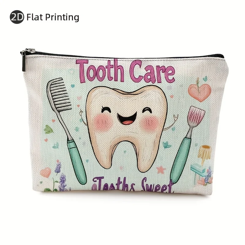 

A Tooth Care Makeup Bag- Multifunctional Zipper Pouch, Jewelry Storage Bag, Perfect Travel Zipper Small Storage Bag.