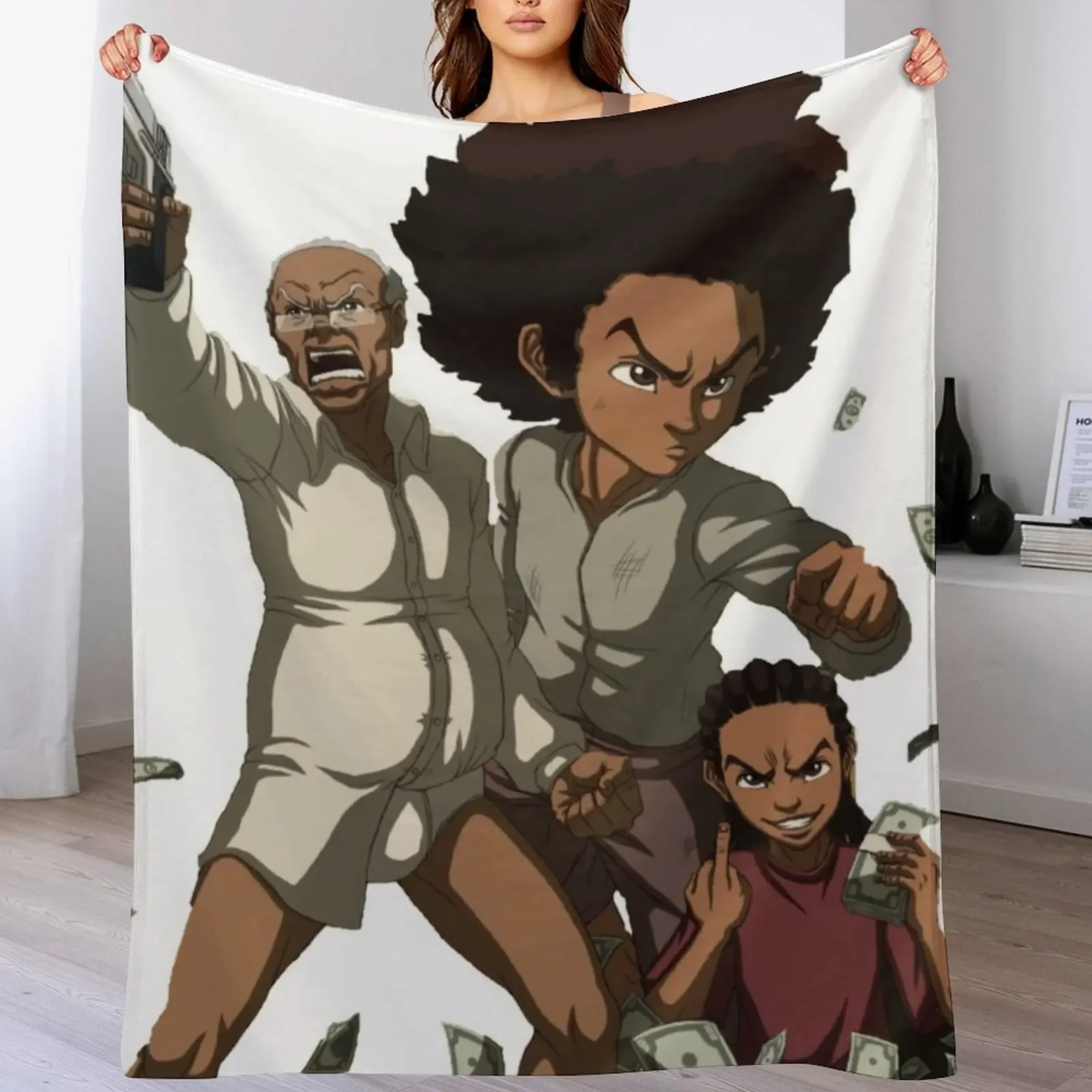 

The Boondocks Huey Throw Blanket Polar Picnic Tourist Stuffeds Blankets