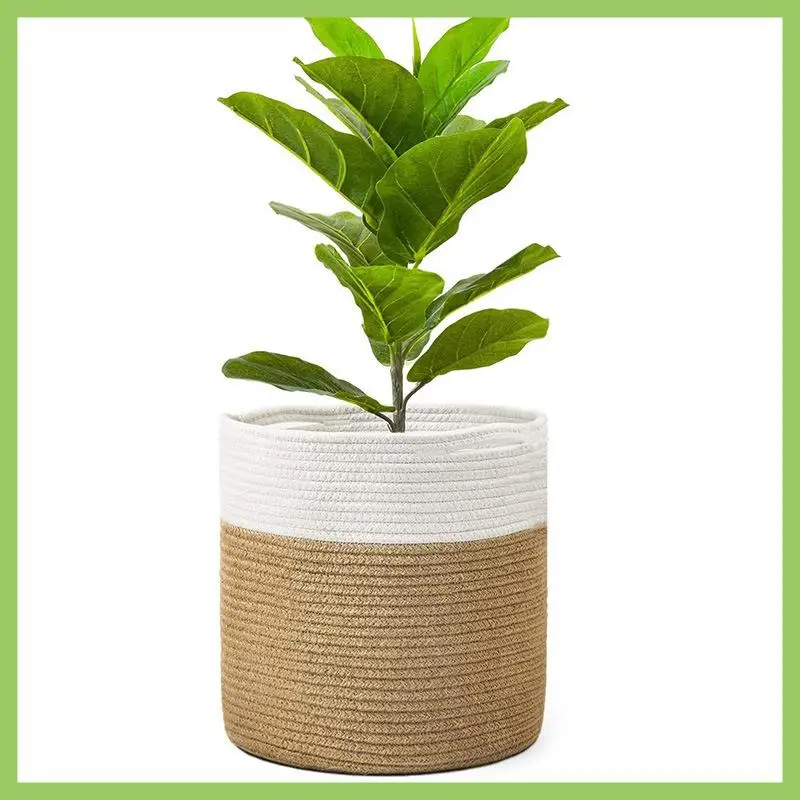 

Cotton Roll Rope Basket, Decorative Woven Storage Basket, Laundry Basket, Suitable For Pillows, Toys, Clothes, Towels
