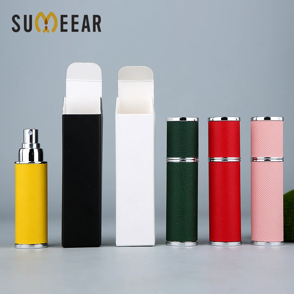 5ml 10/20/30PCS Perfume Refillable Bottle Leather Exterior With Packing Box, Glass Liner Spray Bottle, Multi - Color Options