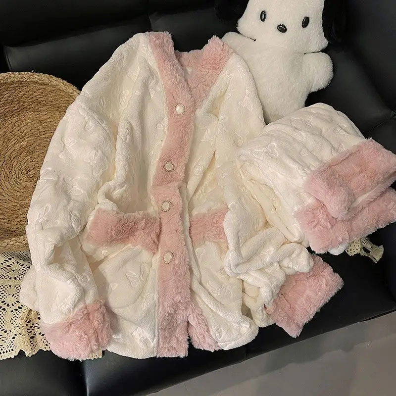 pyjama-en-molleton-de-corail-epais-et-chaud-pour-femme-vetement-de-detente-doux-et-mignon-peut-etre-porte-a-l'exterieur-nouvelle-collection-automne-et-hiver