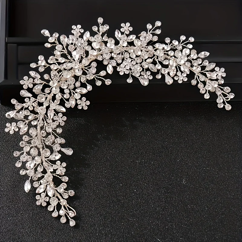Handmade Rhinestone Hair Vine Headband Fashion Flower Hairband Tiara Bridal Wedding Hair Accessories Jewelry Hair Vine Headband