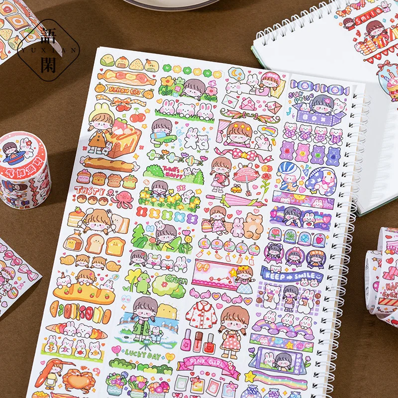 1 Roll The White Night Fairy Tale Series Cartoon Cute Girls DIY Hand-account Release Stickers of Leisure Washi Paper Tape