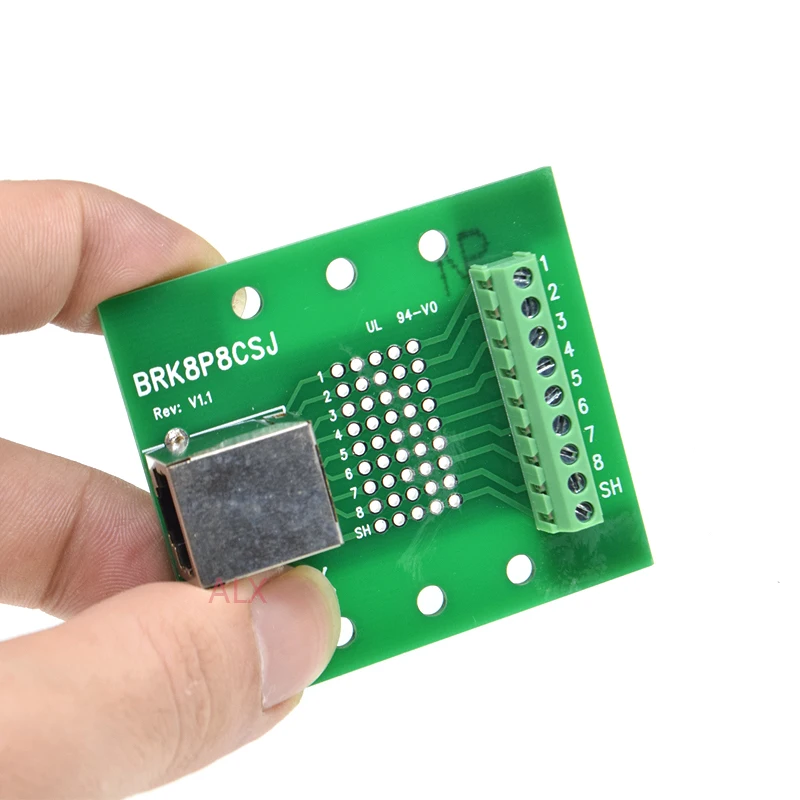 1pcs Rj45 8p8c Female Socket To Terminal Block Adapter Pcb Board Rj45 Ethernet Connector Converter Din Rail Mounting