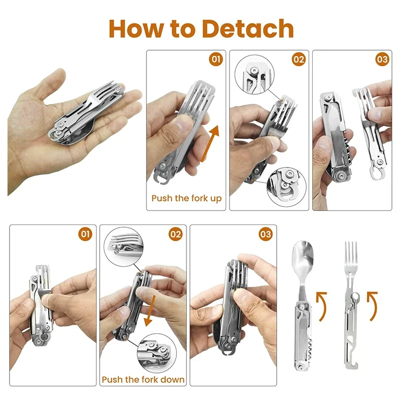 Folding Camping Cutlery Multi-function Portable Tableware Knife Spoon Fork Bottle Opener Can Opener Camping Equipment for Picnic