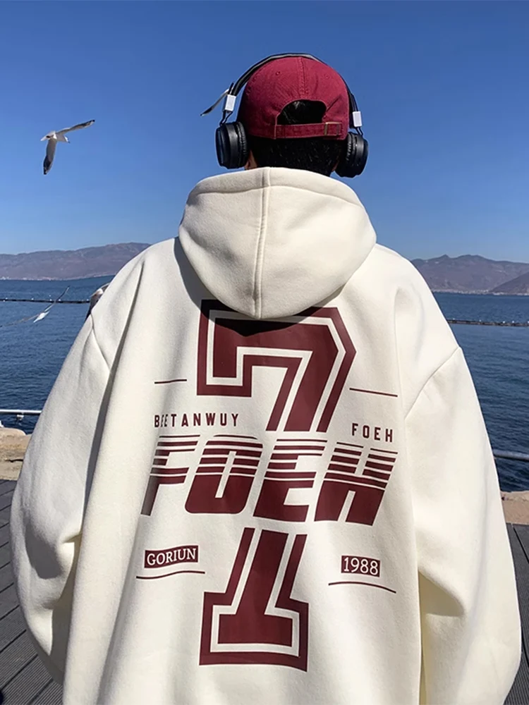 

Мужская толстовка Cleanfit свободного кроя, повседневная, цвет абрикосовый, плотная, весна-осень, американский ретро-стиль, номер 7, топ