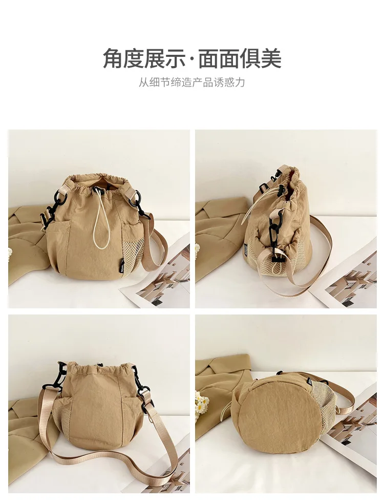 2026 Frühling Nylon Casual Umhängetasche für Damen, Modische Kordelzug-Beuteltasche, Vielseitige Handytasche für Unterwegs – Detail 4
