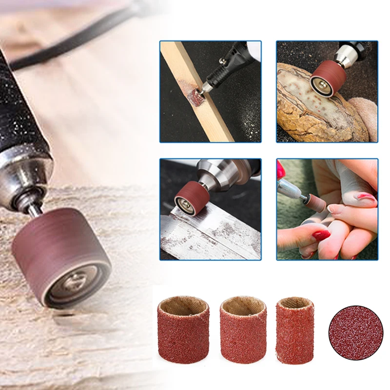 XCAN Sanding Drum Set #80#100#120 Grit with 6.35mm 12.7mm Sanding Mandrel for Dremel Rotary Tools Abrasive Tools Sanding Bands