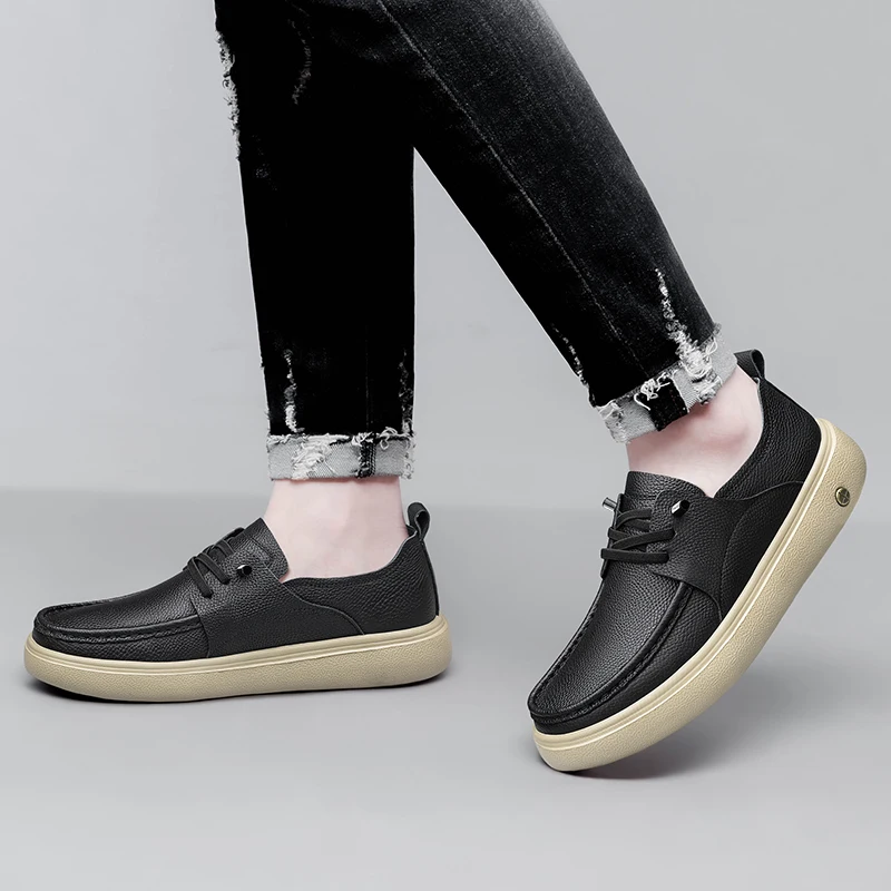 

Модные мужские универсальные повседневные кожаные туфли в корейском стиле, роскошные брендовые туфли из натуральной кожи, мягкие и удобные городские туфли для офиса и поездок на работу