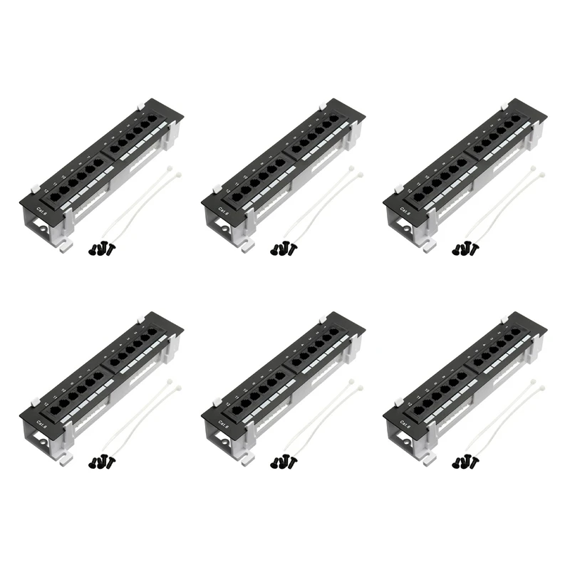 

6X Network Tool Kit 12 Port CAT6 Patch Panel RJ45 Networking Wall Mount Rack With Surface Wall Mount Bracket
