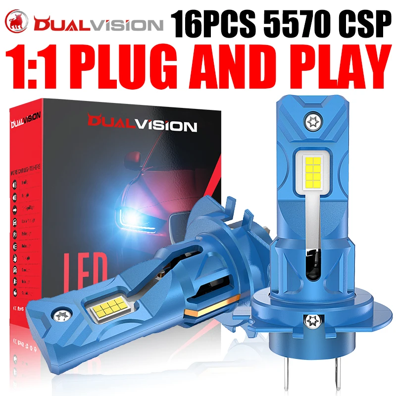 2 Bombillas LED H7 Mini para Faros Delanteros de Coche, 60W 12000LM, Chips CSP 5570, 6000K Blanco, Luces LED para Coche, Plug and Play