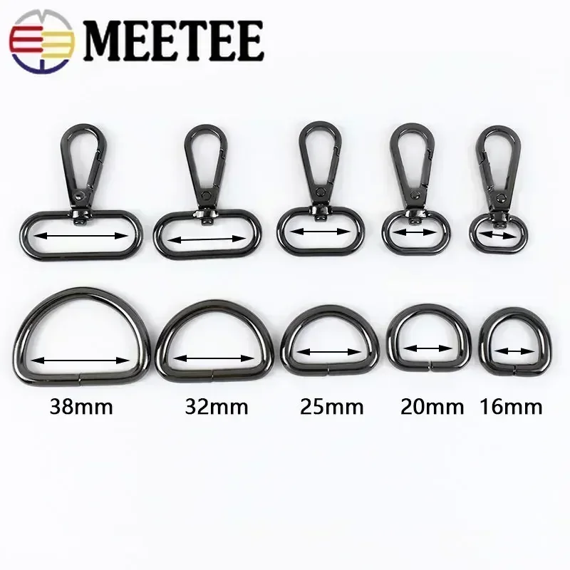 3Sets 20/25/32/38mm Metal D Ring Lobster Clasp Bags Strap Buckles Pet Collar Carabiner Snap Hook DIY KeyChain Bag Part Accessory