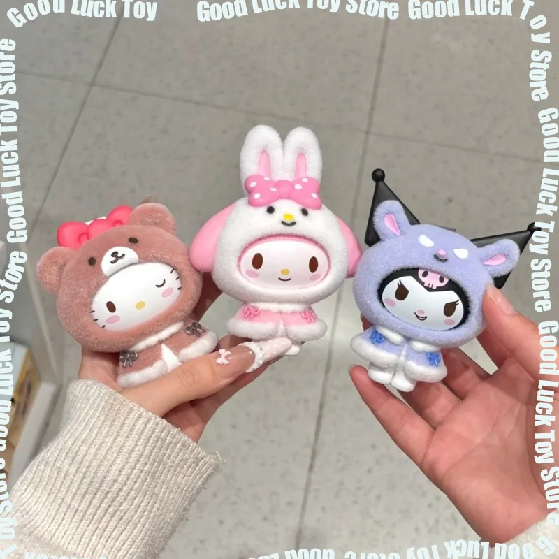 

Новый оригинальный Sanrio Little Cape Series слепая коробка Kuromi KT флокированный брелок для ключей с изменением лица модная игрушечная сумка Шарм милый детский подарок